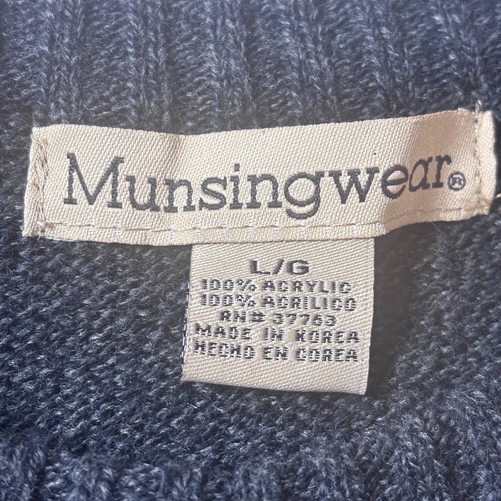 Vintage 90s Munsingwear Argyle Sweater Mens Large Crew Neck Pullover Knit - Picture 3 of 11